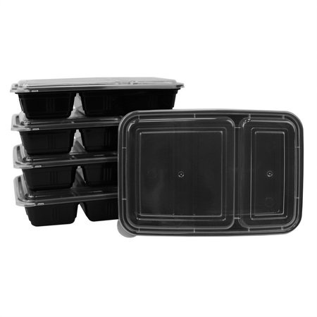 Home Basics Home Basic 10 Piece 2 Compartment BPAFree Plastic Meal Prep Containers, Black SC45501